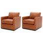 Kuka Home Leather Accent Chair in Camel Brown (Set of 2), , large