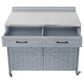 HOMLUX 39" Outdoor Kitchen Island with Stainless Table Top in Grey Blue, , large