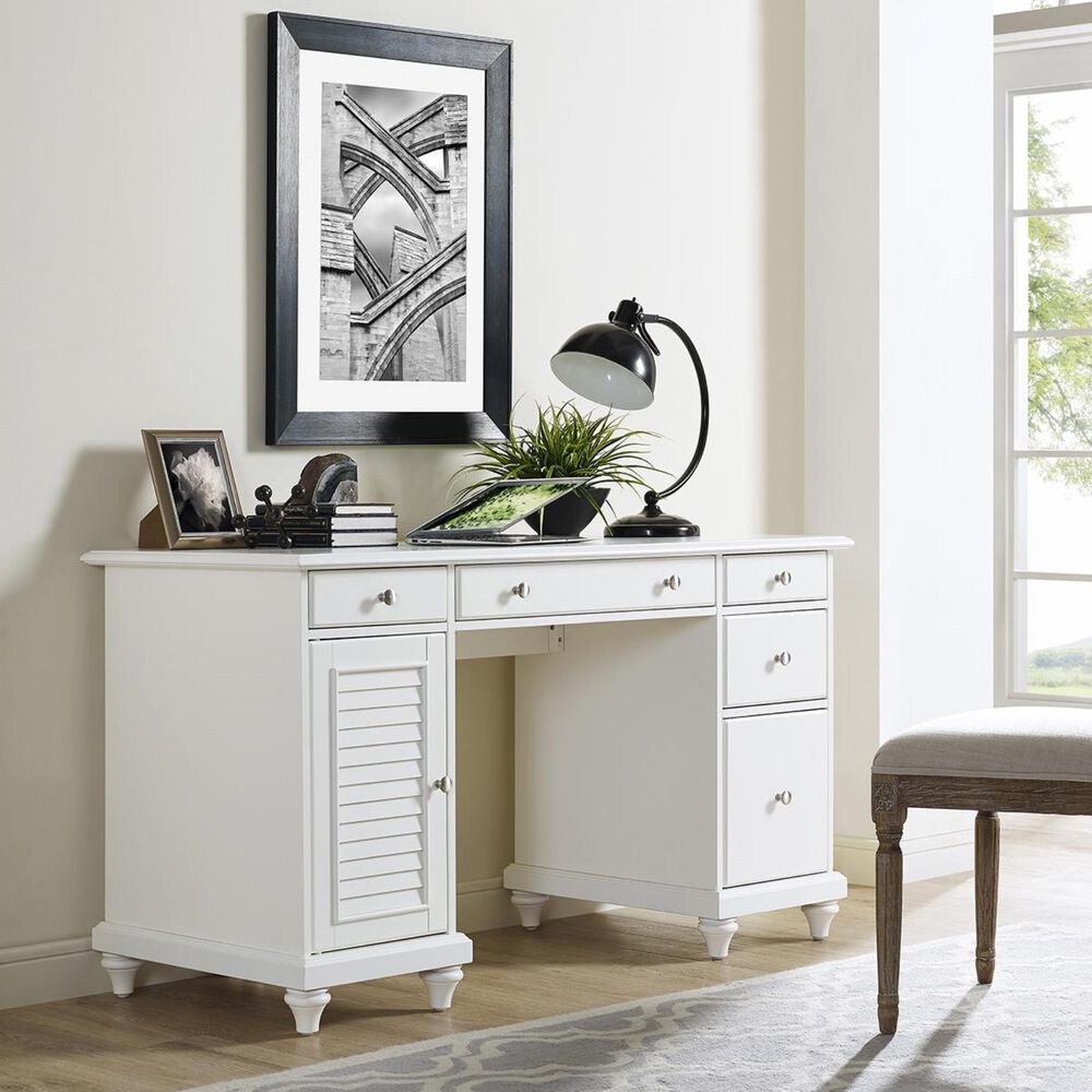 Crosley Furniture Palmetto Computer Desk In White Finish Nebraska Furniture Mart