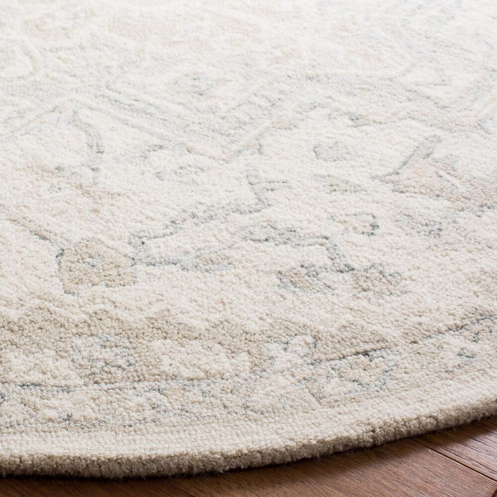 Safavieh Micro-Loop 9&#39; Round Ivory and Beige Area Rug, , large