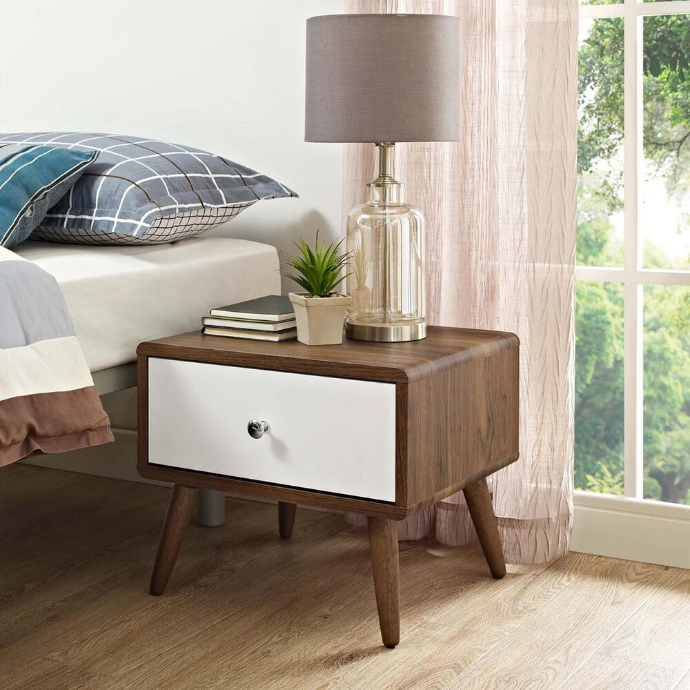 Modway Transmit 1 Drawer Nightstand in Walnut White, , large