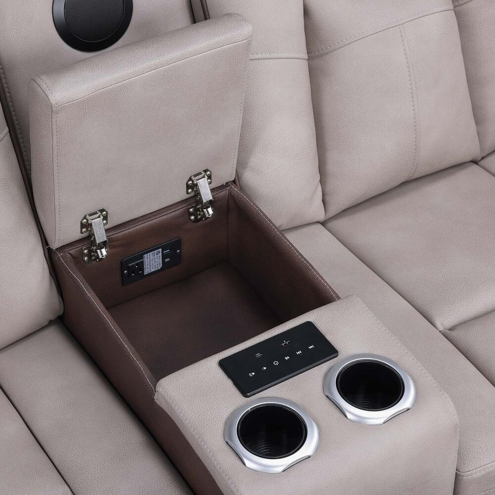 Titanic Furniture Power Reclining Loveseat with Power Headrest in Brown, , large