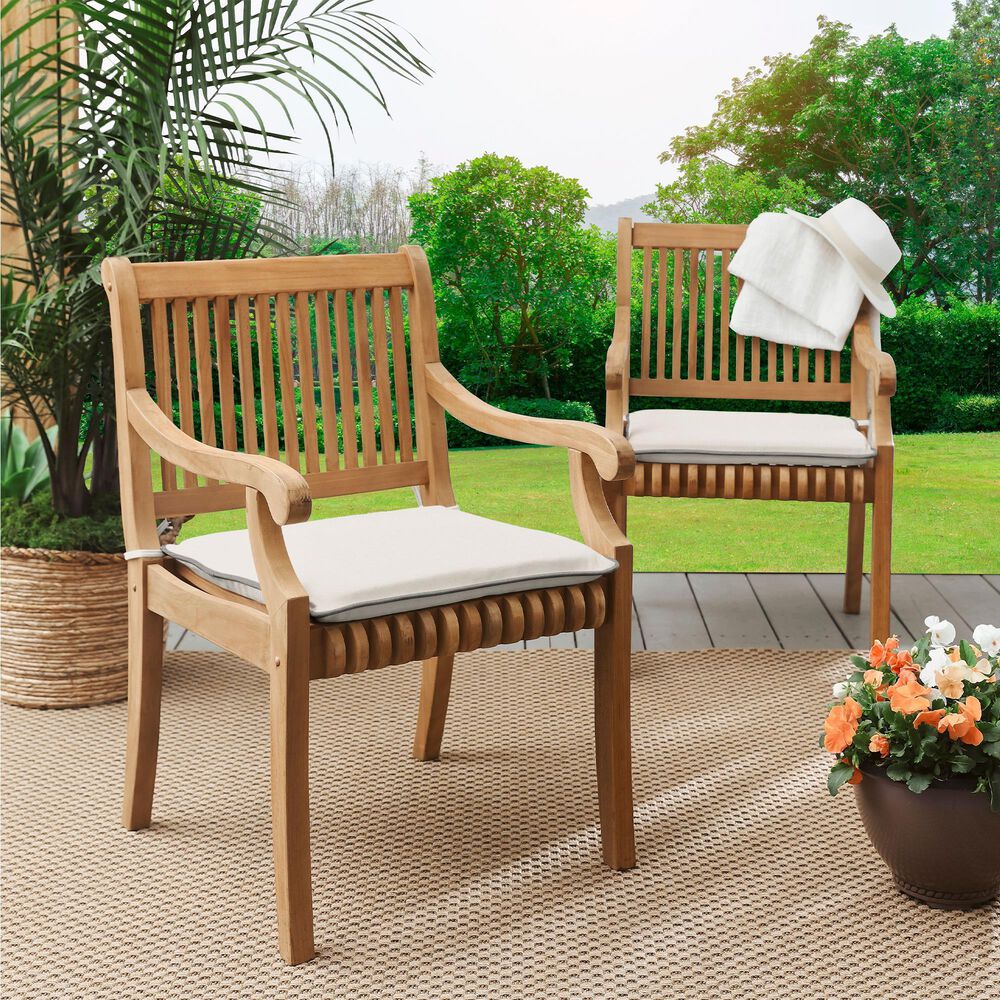 Sorra Home Sunbrella 19" Chair Pad in Canvas Natural (Set of 2), , large