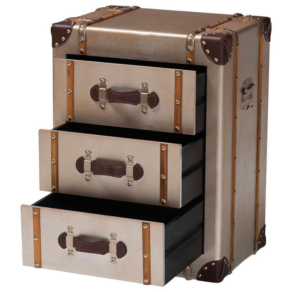 Baxton Studio Naylor 3-Drawer Cabinet in Matte Bronze, , large