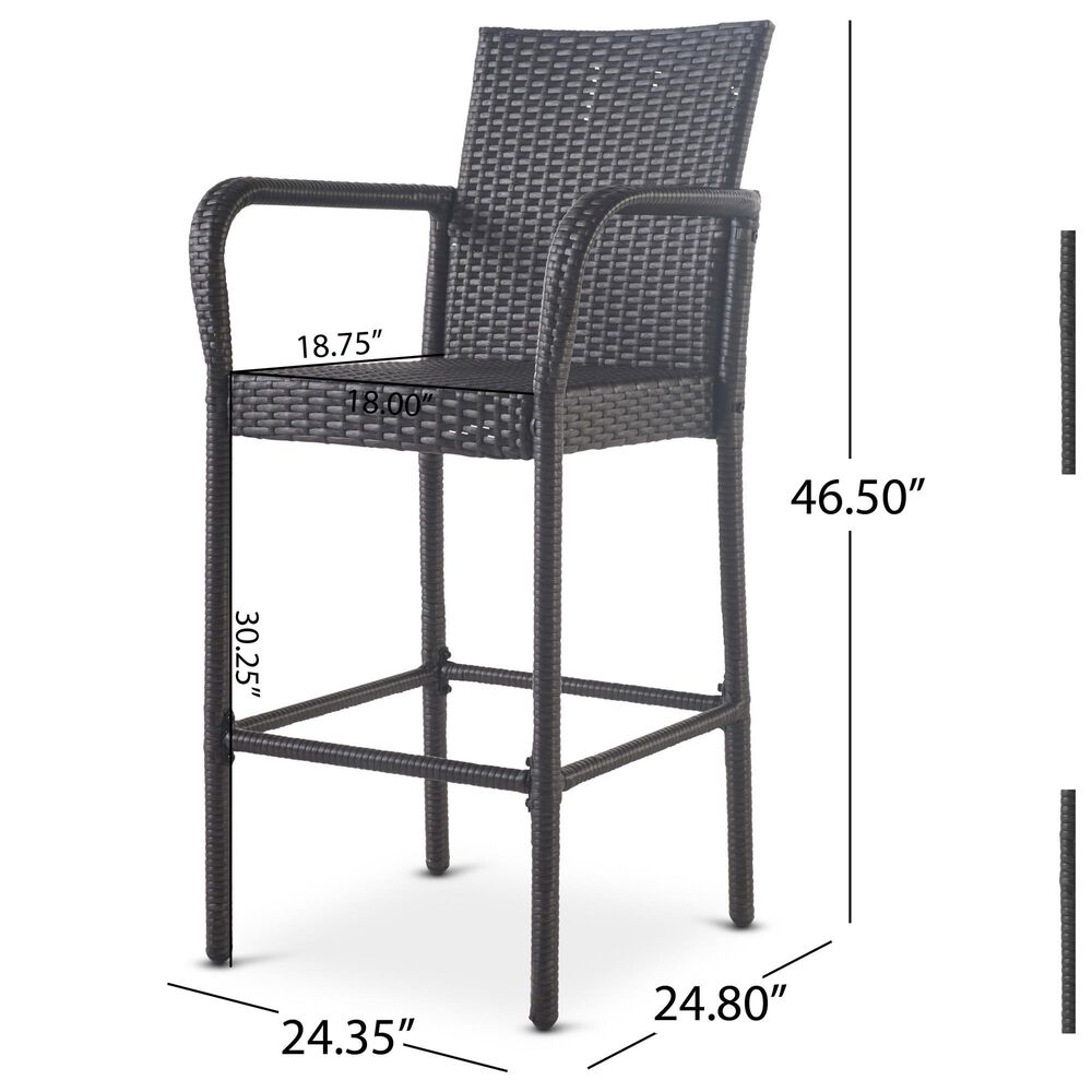 Hearth and Haven Littleton Outdoor Bar Stool in Grey &#40;Set of 2&#41;, , large