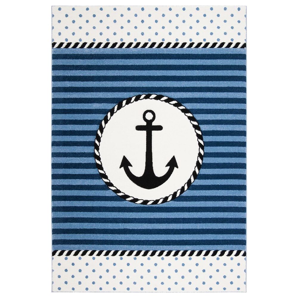 Safavieh Carousel Nautical 8" x 10" Navy and Ivory Kids Area Rug, , large