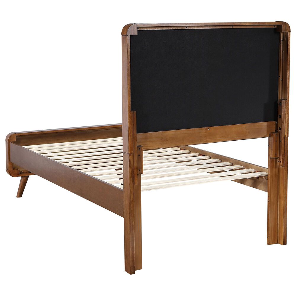 Pacific Landing Robyn Twin Upholstered Platform Bed in Dark Gray and Dark Walnut, , large