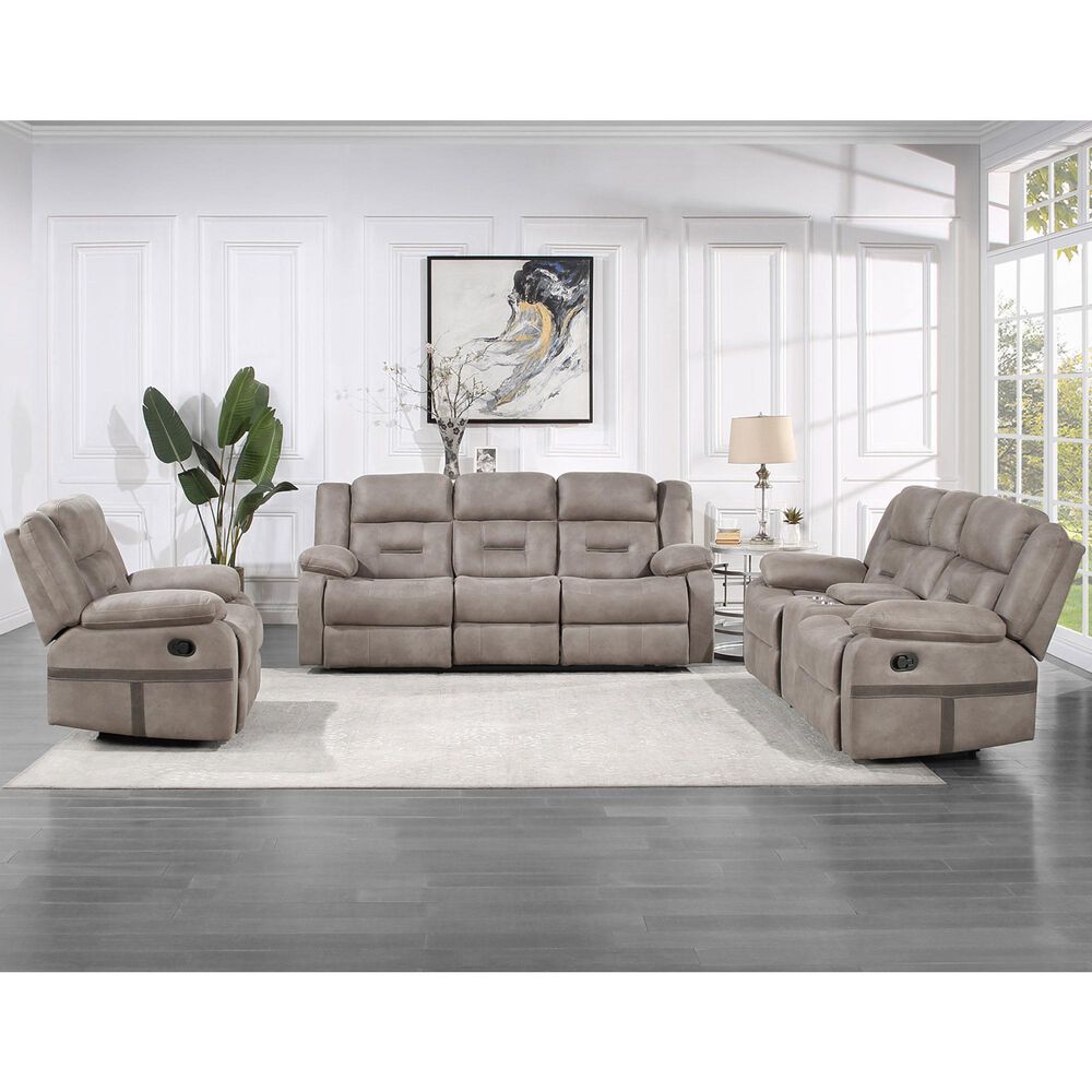 Steve Silver Abilene Manual Reclining Sofa with Drop-Down Console in Tan, , large