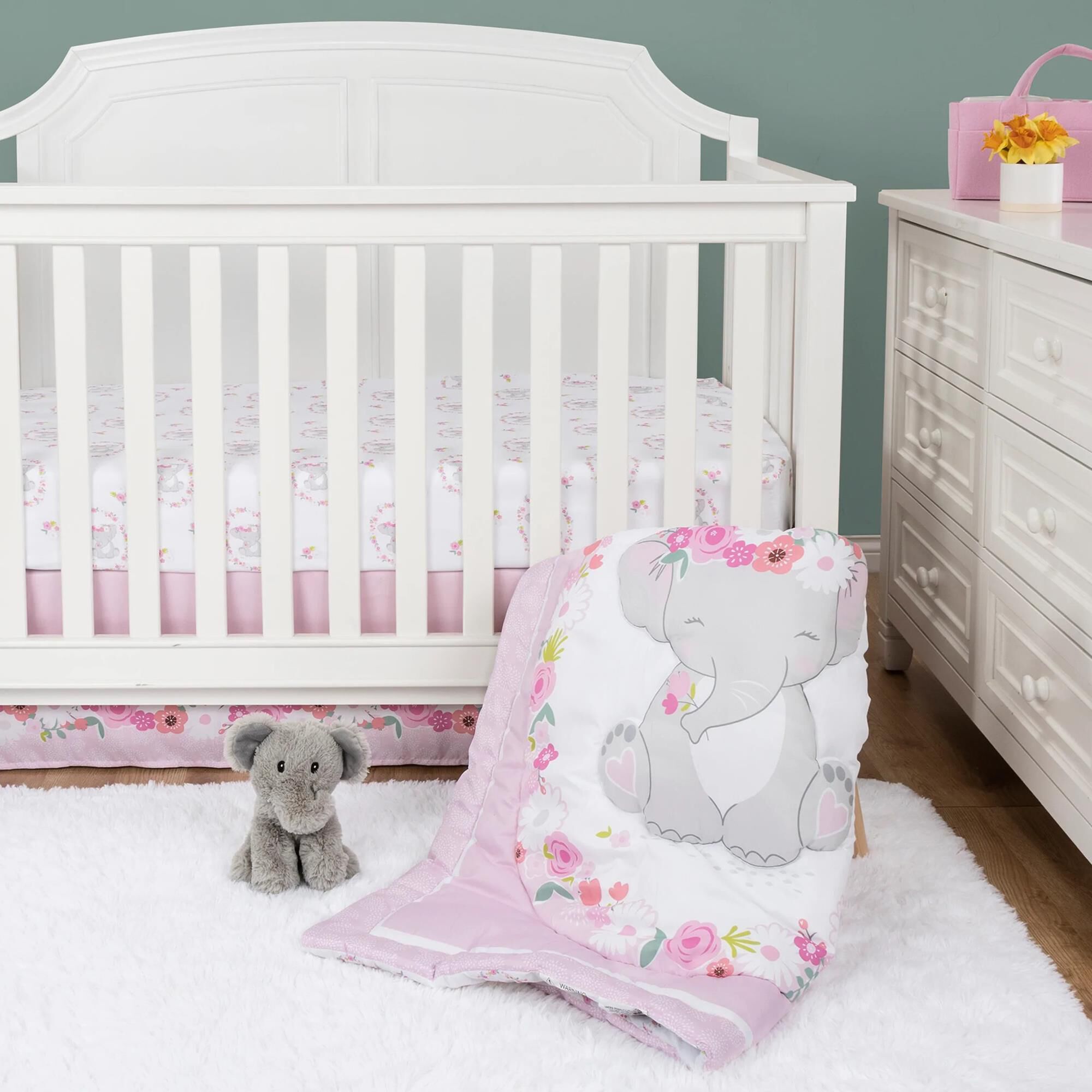 Pink elephant crib bedding set cheap