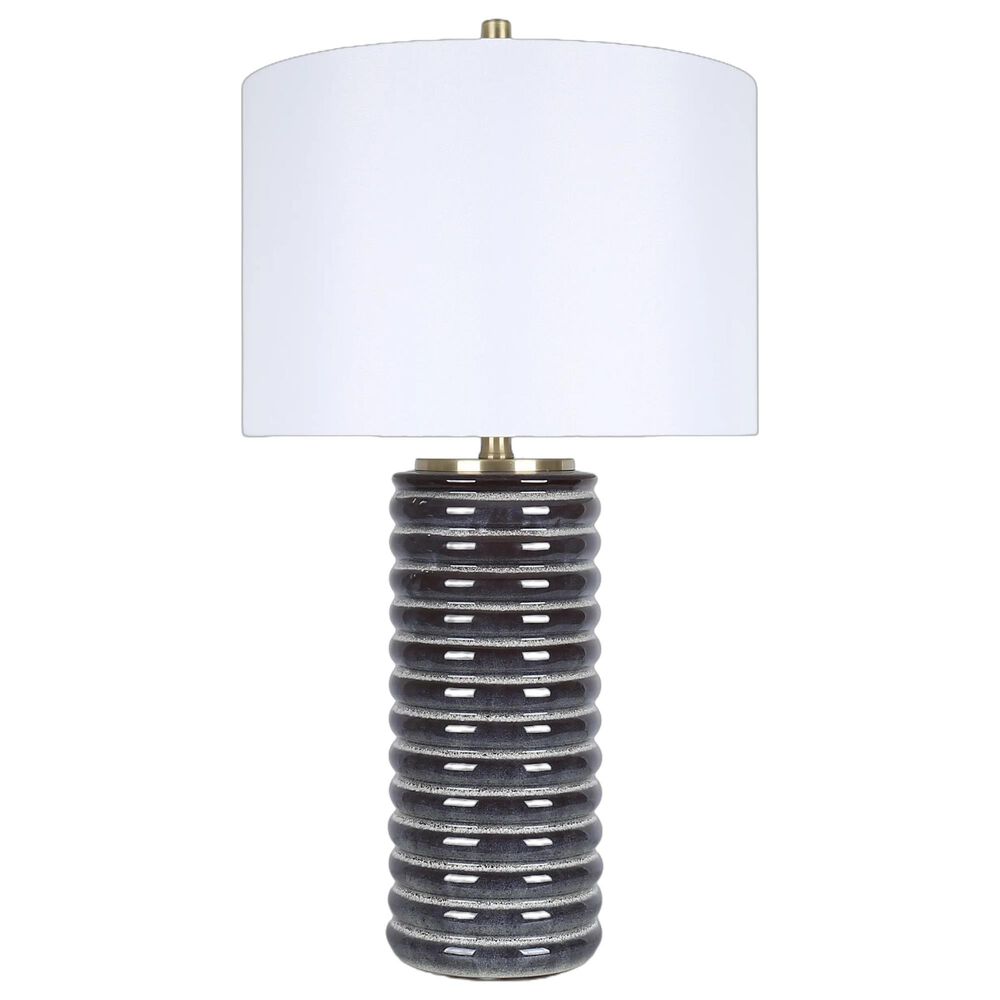 Classy Art Wholesalers Ripple Ceramic Table Lamp in Speckled Charcoal, , large
