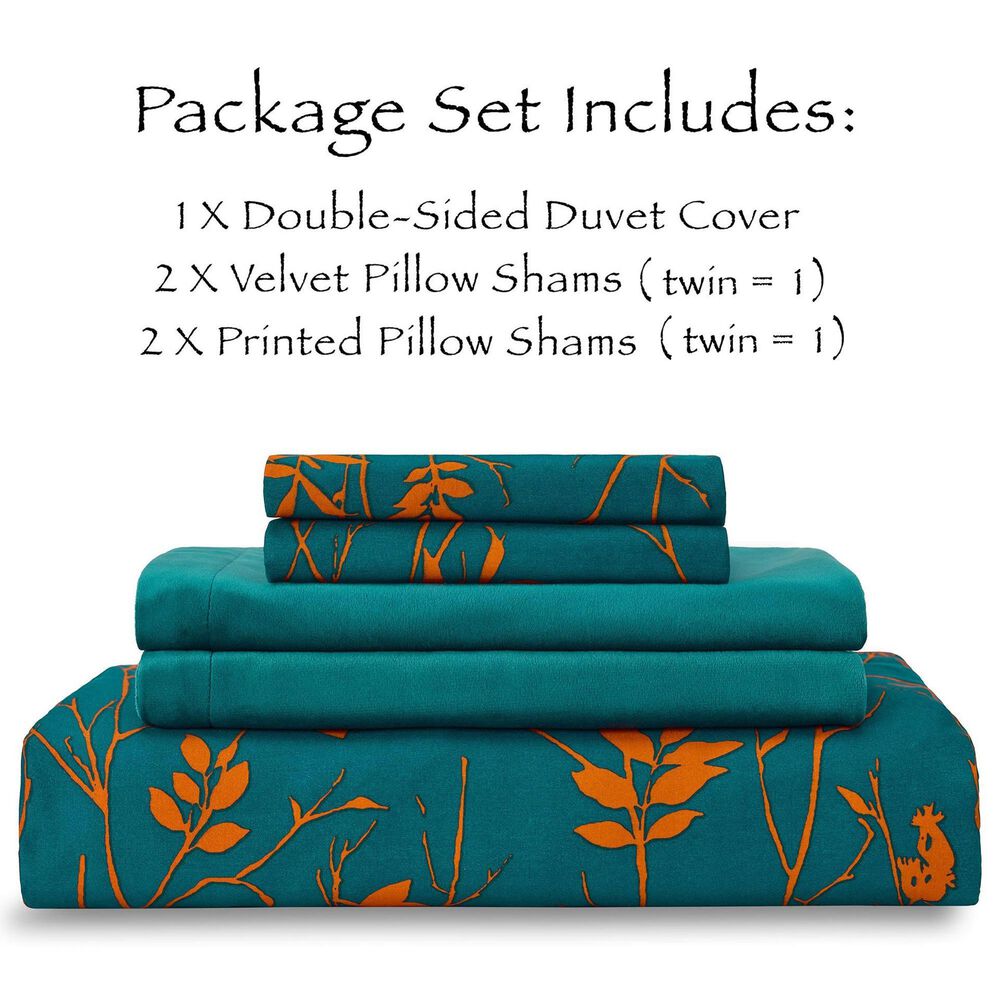 5-Piece King Velvet Duvet Set in Bramble Teal, , large