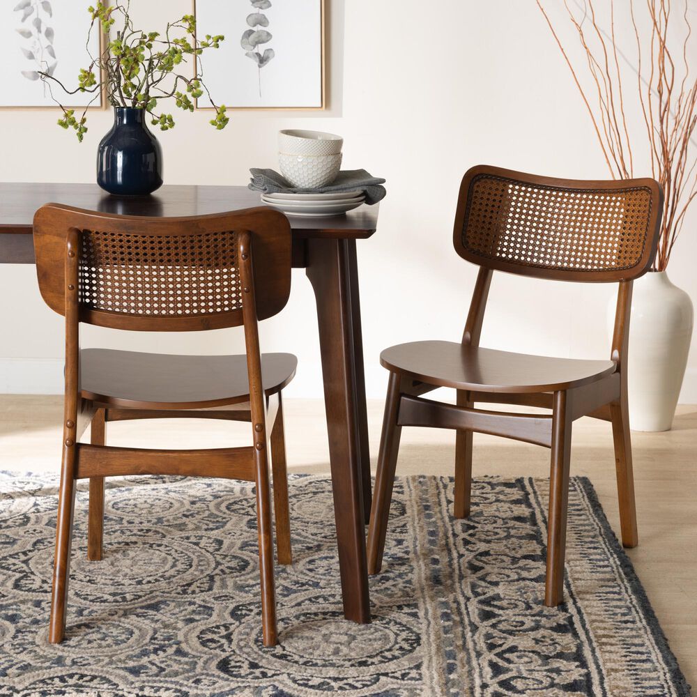 Baxton Studio Tafari Side Chair in Walnut Brown and Light Brown (Set of 2), , large