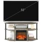 HOMLUX 47" Corner TV Stand with Electric Fireplace in French Oak Grey and Black, , large