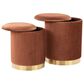Lumisource Marla 2-Piece Nesting Pleated Ottoman Set in Light Brown, , large