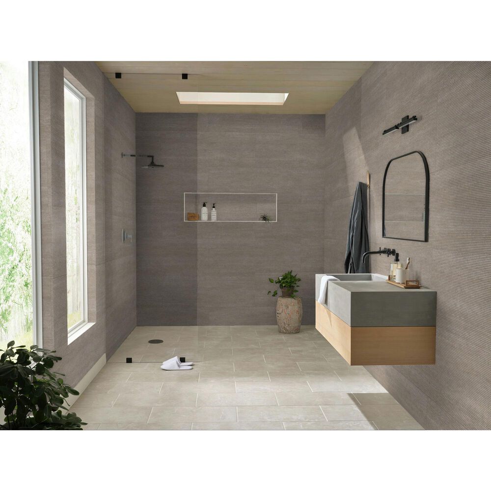 Shaw Tactis Etched Taupe 18" x 48" Ceramic Tile, , large