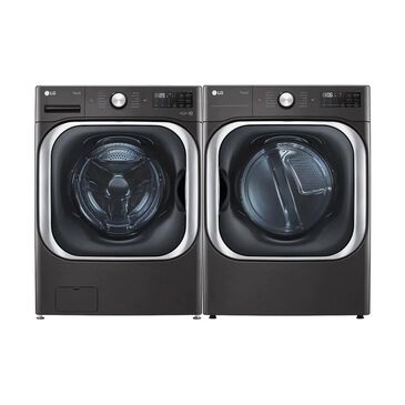 LG 5.2 Cu. Ft. Smart Front Load Washer and 9 Cu. Ft Electric Dryer in Black Steel, , large
