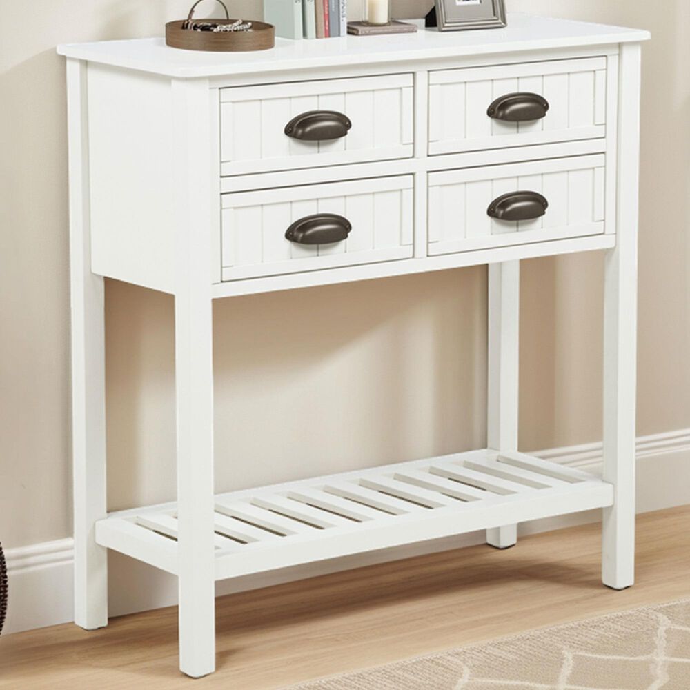 Linon Home Decor Brimley Beadboard Console Table in Antique White, , large