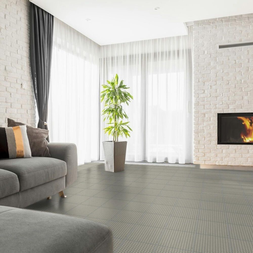 Emser Savvy Oat 1" x 1" Round on 11" x 12" Glazed Porcelain Mosaic Sheet, , large