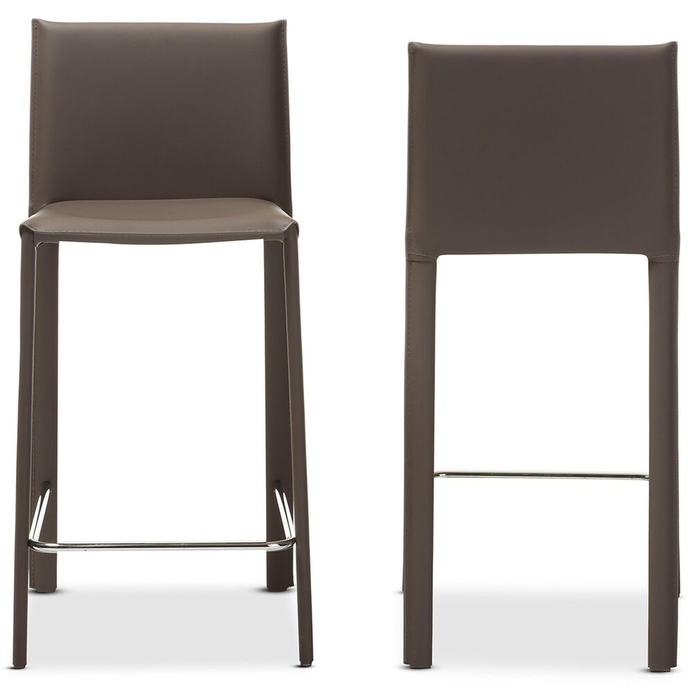 Baxton Studio Crawford Counter Stool in Taupe (Set of 2), , large