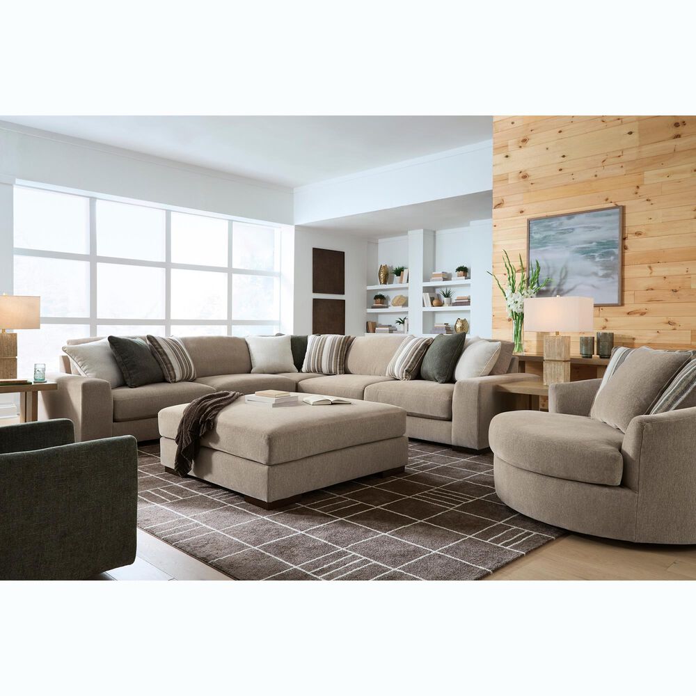 Ashley Linenhause Oversized Swivel Accent Chair in Dune, , large