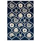 Central Oriental Terrace Tropic Coastal Coral Lattice 7"10" x 9"10" Sapphire and Snow Area Rug, , large