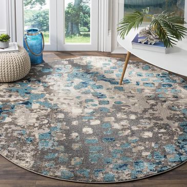 Safavieh Monaco MNC225E-5R 5" Round Grey/Light Blue Round Area Rug, , large