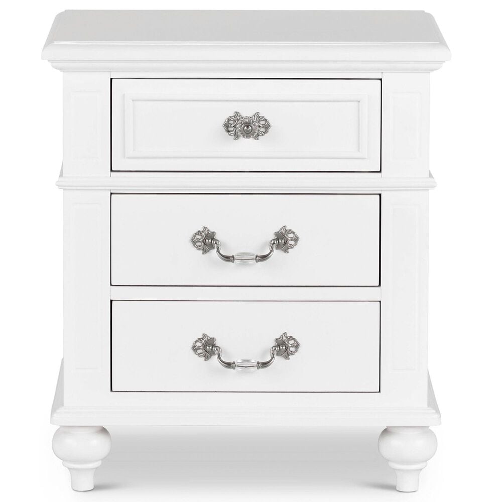 Elements International Direct Ship Annie 3-Drawer Nightstand in White, , large