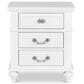 Elements International Direct Ship Annie 3-Drawer Nightstand in White, , large