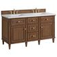 James Martin Vanities Lorelai 60" Double Vanity in Mid-Century Walnut with 3 cm Arctic Fall Solid Surface Top, , large
