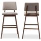 Baxton Studio Colton Bar Stool with Light Gray Cushion in Walnut Brown (Set of 2), , large