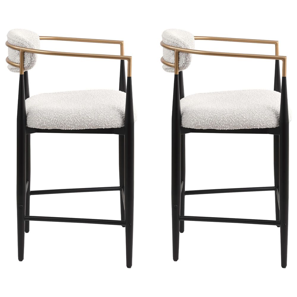 Morden Fort 26" Counter Stool with White Cushion in Black and Gold (Set of 2), , large