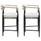 Morden Fort 26" Counter Stool with White Cushion in Black and Gold (Set of 2), , large