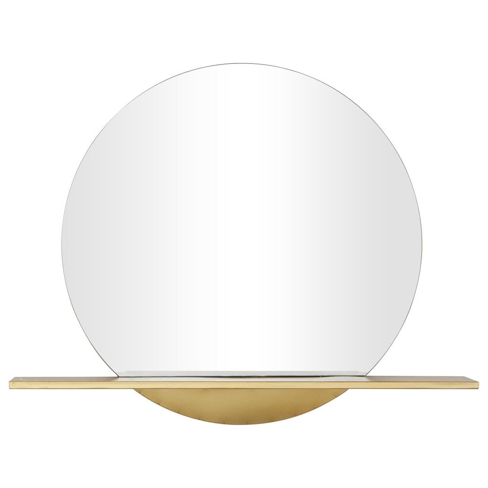 Maple and Jade 35" 1-Shelf Wall Mirror in Gold, , large
