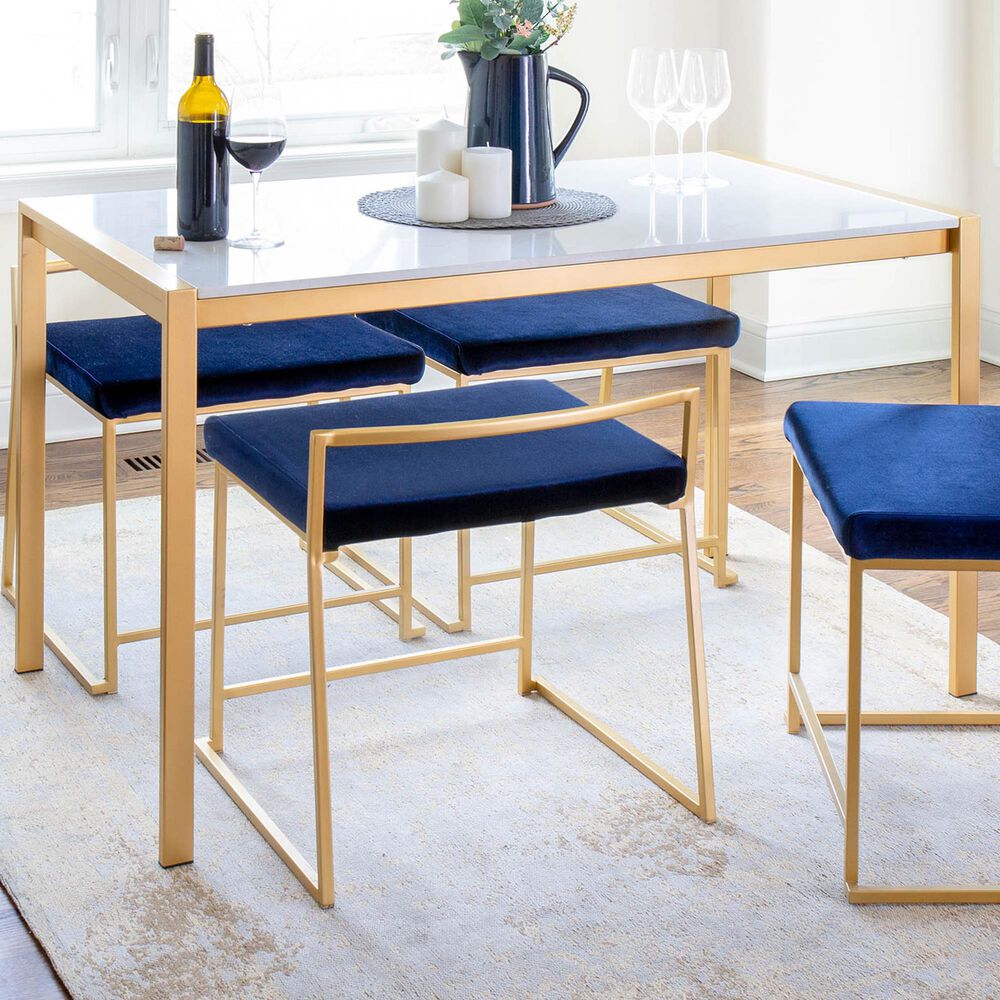 Lumisource Fuji Dining Table in White/Gold, , large