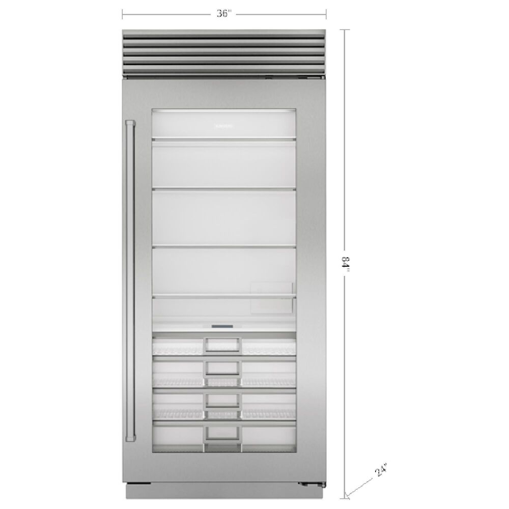 Sub Zero 22.9 Cu. Ft. Classic Right Hinge Built-In Refrigerator with Glass Door and Tubular Handle in Stainless Steel, , large