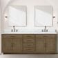 Lexora Home Abbey 84" Double Bathroom Vanity in Grey Oak with 2 cm White Carrara Marble Top and Rectangular Sinks, , large
