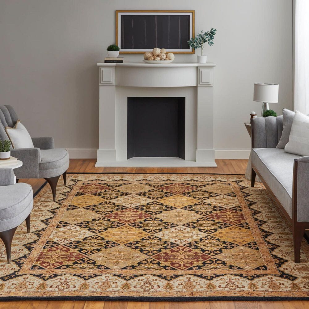 Feizy Wagner 8943F 8&#39; x 10&#39; Black and Multicolor Area Rug, , large