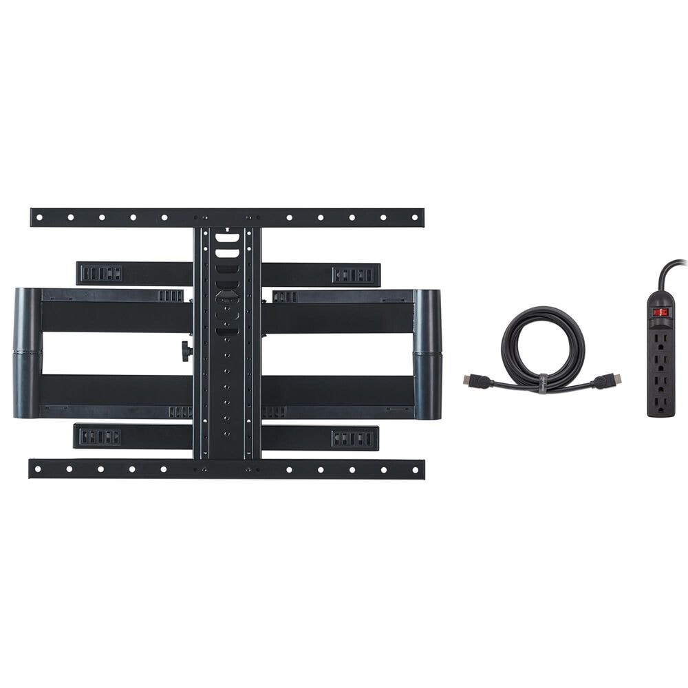 Sanus Full-Motion Wall Mount for 42" - 90" TVs with 6" HDMI Cable and 4-Outlet Surge Protector Power Strip in Black, , large