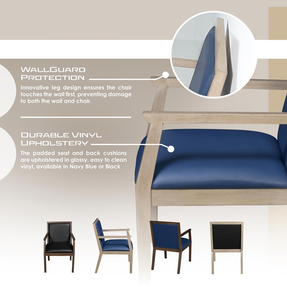 Regency Global Sourcing Regent WallGuard Guest and Reception Side Chair with Navy Blue Cushion in Noble Oak, , large