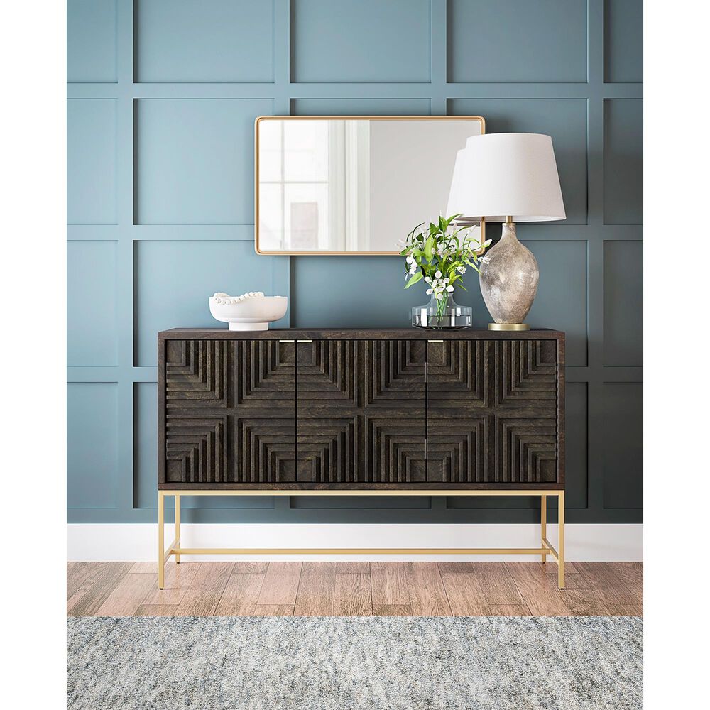 Ashley Elinmore Accent Cabinet in Dark Brown and Gold, , large