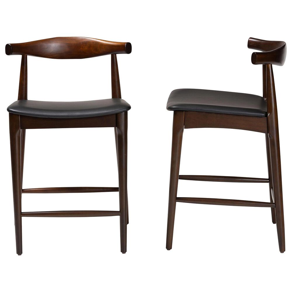 Baxton Studio Eira Counter Stool in Walnut (Set of 2), , large