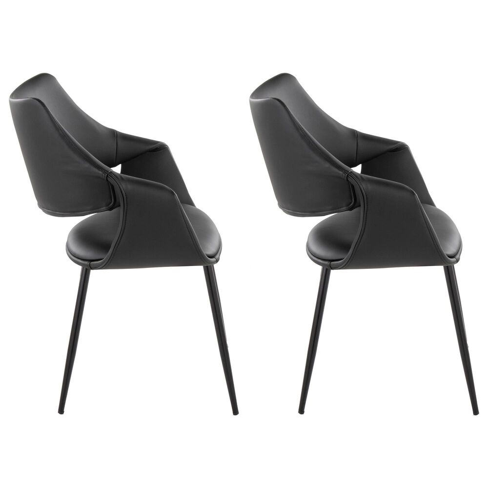 LumiSource Curvo Arm Chair in Black &#40;Set of 2&#41;, , large