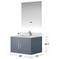 Lexora Home Geneva 30" Single Bathroom Vanity in Dark Grey with 2 cm White Quartz Top and Rectangular Sink, , large