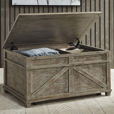 Belle Furnishings Parkland Falls Storage Trunk in Weathered Taupe, , large