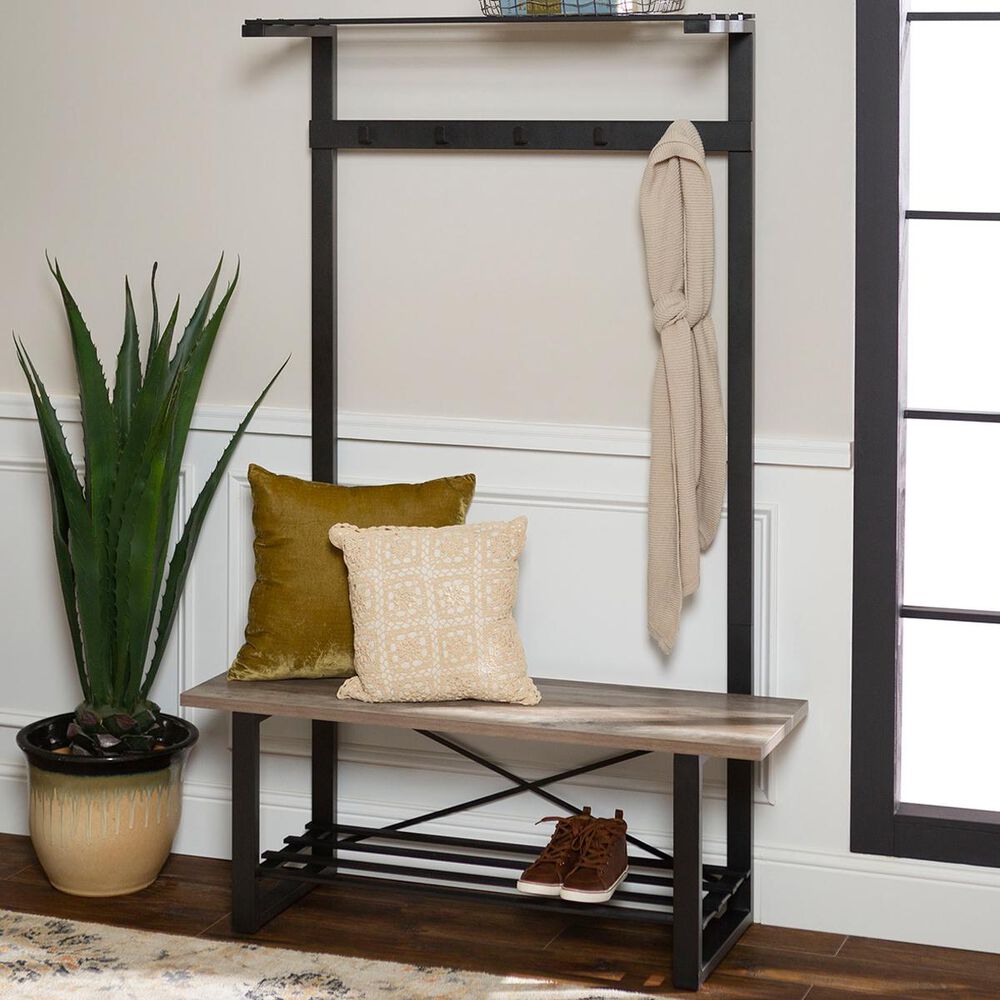 Walker Edison 47" Hall Tree in Grey Wash, , large