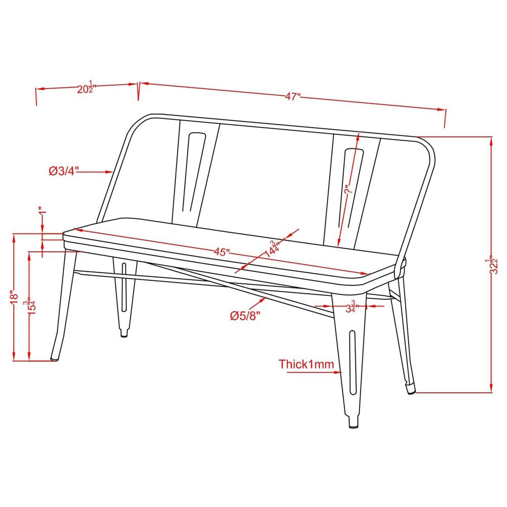 Furniture of America Patterson Dining Bench in White and Dark Oak, , large