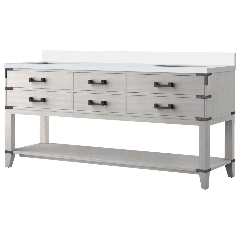 Lexora Home Norwalk 72" Double Bathroom Vanity in White Oak with White Cultured Marble Top  and Rectangle Sink, , large