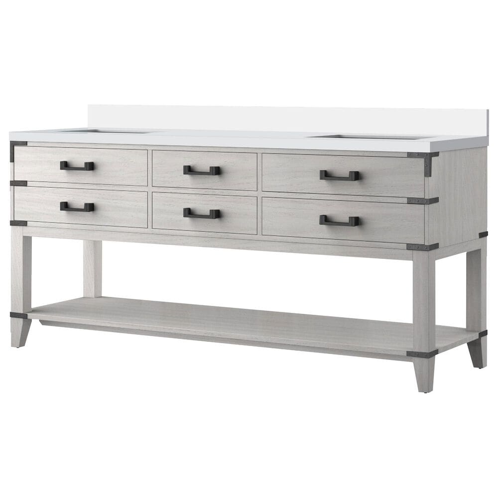 Lexora Home Norwalk 72" Double Bathroom Vanity in White Oak with White Cultured Marble Top and Rectangle Sink, , large