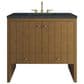 James Martin Hudson 36" Single Bathroom Vanity in Honey Oak with 3 cm Charcoal Soapstone Silestone Top and Rectangular Sink, , large