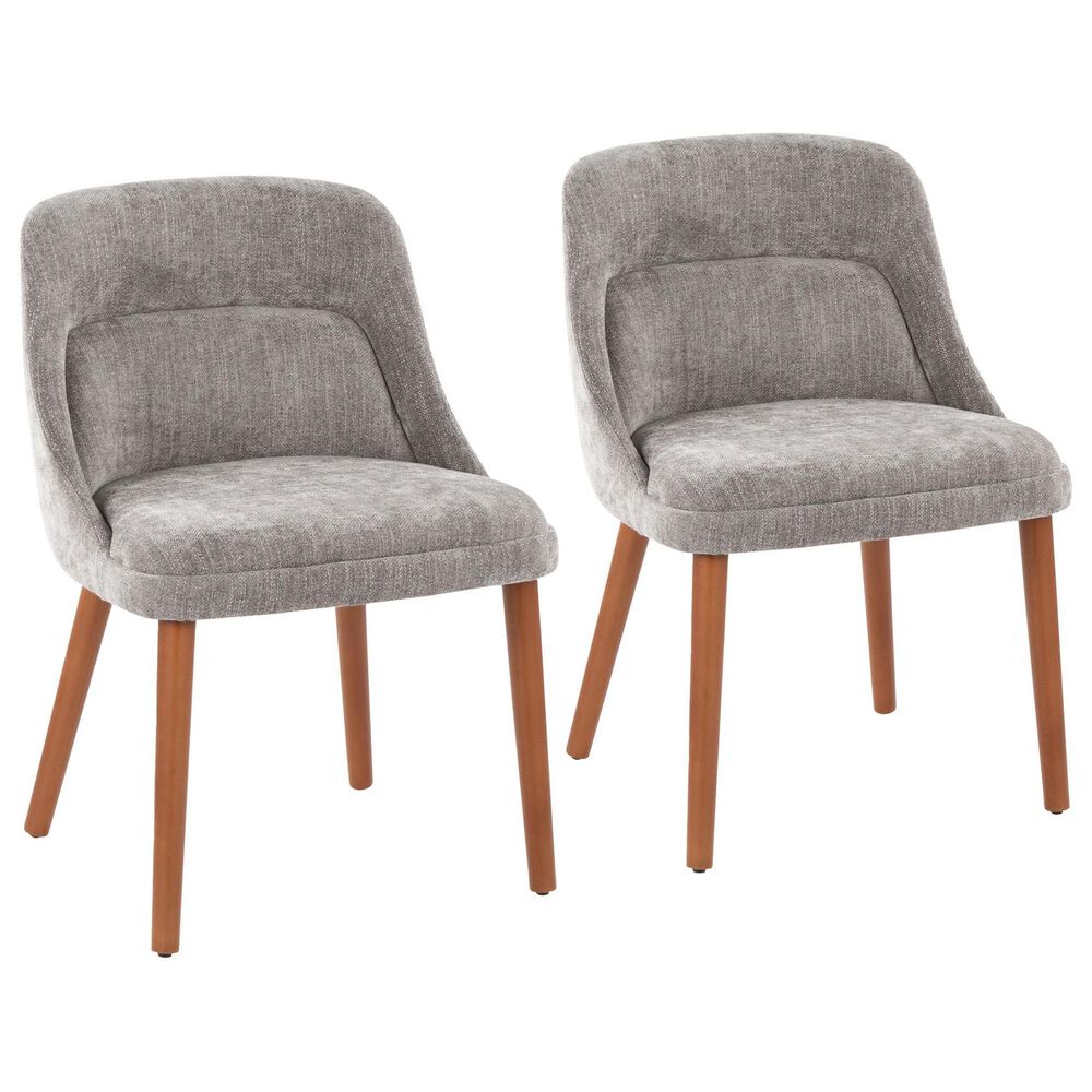 Lumisource Rina Side Chair with Grey Cushion in Walnut (Set of 2), , large